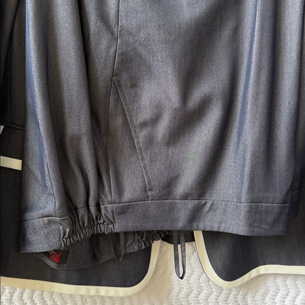 New Tailored Dark Denim Blue Pants Suit with Cream Trim - Picture 4 of 5
